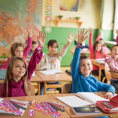 48 Pcs Valentines Slap Bracelets Valentine's Day Snap Bracelets for Kids Valentine Party Favor