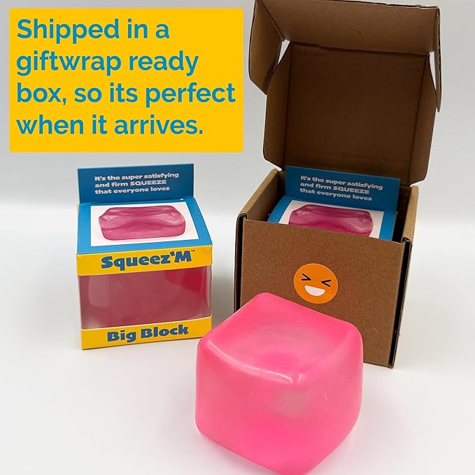 Premium Big Block Squeez'M Cube – 35% Larger Than The Standard Squishy Cube, Toy for Kids & Adults - Sensory Fidget for Stress Relief, Focus & Play – Colorful, Durable, Gift-Ready – ASTM Certified 3+