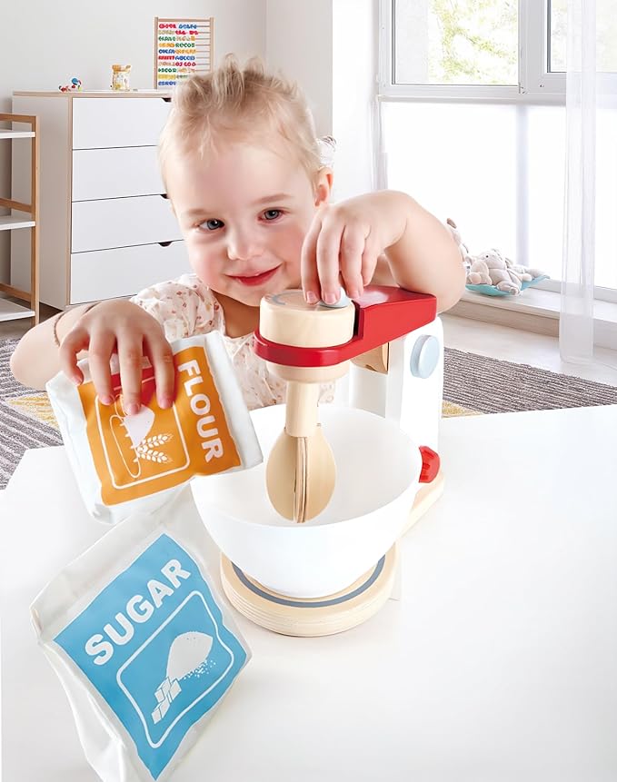 Hape Wooden Mighty Mixer Kitchen Plaset| Educational Pretend Play Baking Mixer Toy Kitchen for Preschoolers Ages 3 Years & Up