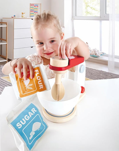 Hape Wooden Mighty Mixer Kitchen Plaset| Educational Pretend Play Baking Mixer Toy Kitchen for Preschoolers Ages 3 Years & Up