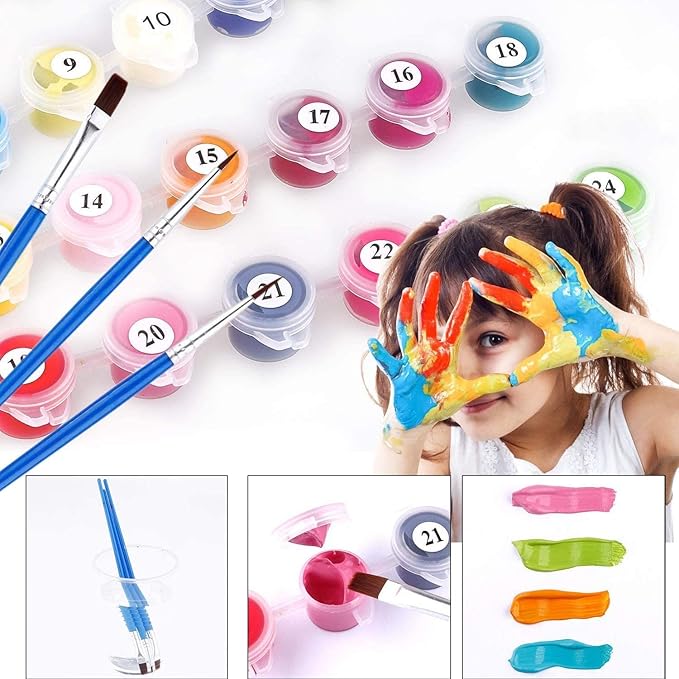 Elftoyer Paint by Numbers for Kids & Adults & Beginner, DIY Canvas Painting Gift Kits for Home Decoration - Colorful Dog 16 x 20 inch (Without Framed)