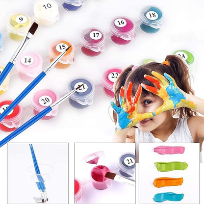 Elftoyer Paint by Numbers for Kids & Adults & Beginner, DIY Canvas Painting Gift Kits for Home Decoration - Colorful Dog 16 x 20 inch (Without Framed)