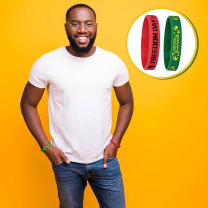 Batiyeer 60 Pcs Juneteenth Rubber Bracelets Black History Month Party Favors Juneteenth Party Supply Decorations Silicone Juneteenth Wristbands for Black Freedom Day June 19th 1865 Goodie Bag Stuffers