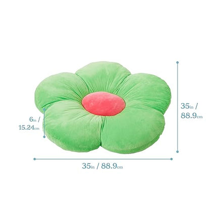 ECR4Kids SoftZone Flower Floor Pillow, Seating Cushion, Bright Green