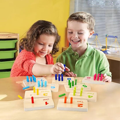 Wooden Counting Numbers Peg Board for Kids, Montessori Math Toy for Toddlers, Math Manipulatives Preschool Early Learning Educational Materials for Kids 3 4 5 6 7