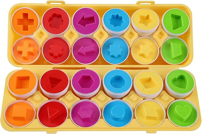 Matching Eggs 12 pcs Set Easter Eggs - Educational Color & Shape Recognition Sortere Skills Study Toys, Montessori Toys, STEM Educational Toy Gift for Toddler 1 2 3 Year Old