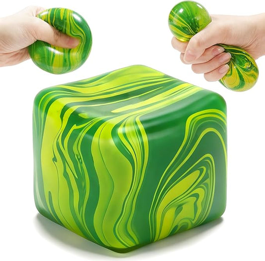 2.1" Flow Texture-Cube Squishy Toy, Slow Rising Anti-Stress Fidget Cube for Kids and Adults, Portable Sensory Fidget Toy for Anxiety Relief, Desk Decor Gift for School, Office, Travel.（Green）