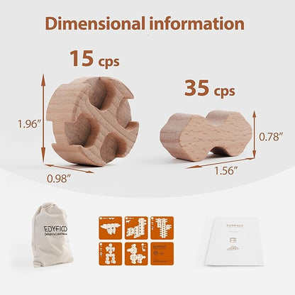 Wooden Blocks, Building Blocks for Toddlers 1-3 Building Toys Montessori Toys Sensory Toys Learning Toys STEM Toys Stacking Toys for Children with Parent-Child Interactive Cards & Storage Bag Ages 3+