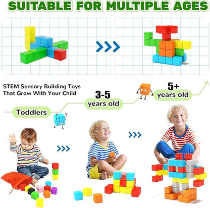40pcs Magnetic Blocks for Toddler Toys, Large Magnetic Cubes Building Blocks Classroom Must Haves, STEM Preschool Montessori Sensory Magnet Toys for 3 4 5 6 Year Old Boys and Girls