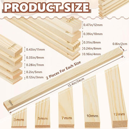 Sasylvia 20 Pcs Pottery Rolling Pin Guides Wood Teaching Rolling Mud Stick Guide Set Polymer Clay Depth Guide Pottery Tools Clay Mudboard Tools (10 Size,Wood Color)