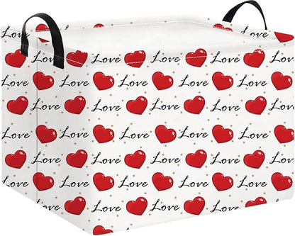 NTAOHAMPER Rectangular Storage Basket Empty,Storage Bin with Handles,Room Decor,Gift Basket,Book Box(Heart)