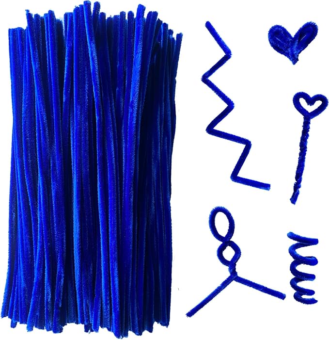 Qirimoi Blue Pipe Cleaners Craft Pipe Cleaners Bulk Pipecleaners Crafts Supplies，200Pcs Blue
