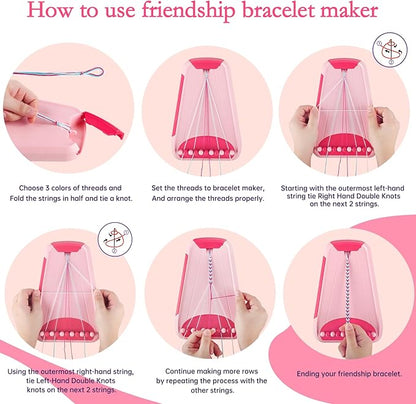 Rdfmy Friendship Bracelet Making Kit for Girls, Arts and Crafts Bracelets String Maker Kit for Kids Ages 8-12 Christmas Birthday Gifts