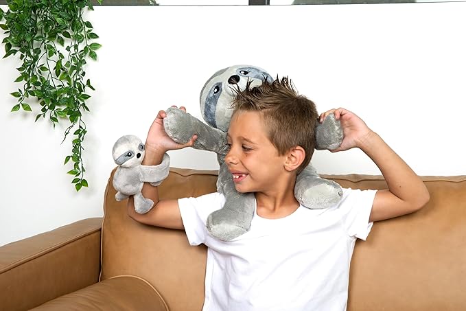 Hug Babies Cute Mini Plush Stuffed Animal Bracelet for Kids | Soft & Cuddly Portable Comfort Adorable On-The-Go Companion for Travel School & Adventures Ages 2+ (Sam The Sloth)