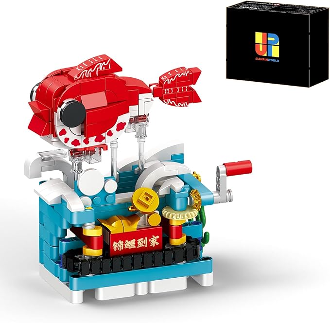 Chinese Jinli Fish Small Building Blocks Set Koi carp Collectible for Chinese New Year 340PCS Creative Toy Building Sets for Adults and Kids Age 6+ with Tail Wagging 96004