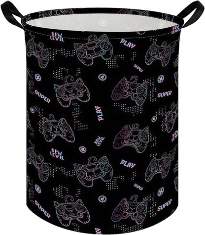 Game hamper,Waterproof foldable Kids laundry basket,Nursery Hamper,Kids Room decor,Toy organizer,Dirty clothes basket(Cute games)