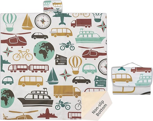 Insular Baby Splat Mat for Under High Chair/Arts/Crafts, Anti Slip and Waterproof Splash Mat for Floor, Portable Picnic Mat, 51x51 Inch, Vehicle