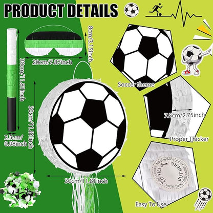 152 Pcs Ball Piñata Ball Party Supplies with Blindfold and Stick for Kids Birthday Party Decorations Foam Stress Balls Slap Bracelets Whistle Ball Favors for Boys Girls(Soccer)