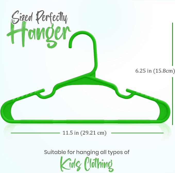 Utopia Home 60 Pack Kids Hangers - 11.5 Inch Plastic Baby Hangers for Closet - Childrens Hanger for Clothes & Infant Hanger for Closet - Ideal for Everyday Standard Use (Green)