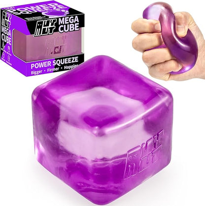 Premium MEGA Cube – Extra Large Ultra-Firm Gel Squishy Fidget Toy | Stress Balls for Adults with Non-Sticky, Odor-Free Shell & Reinforced Dual Leak-Proof Seals for Heavy-Duty Use | Purple