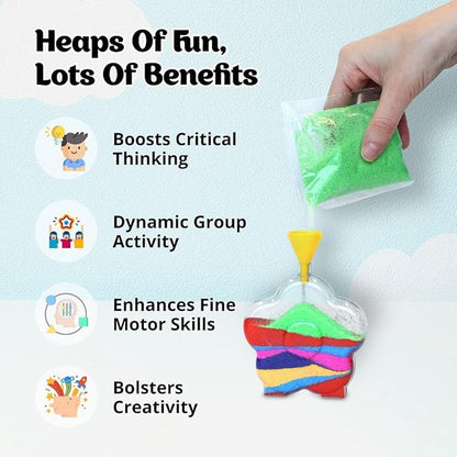 Kraftic Sand Art for Kids, Arts and Crafts Activity Kit -1 Pack of 10 DIY Sand Art Bottles, 13 Sand Craft Bags, Art Kit for Kids
