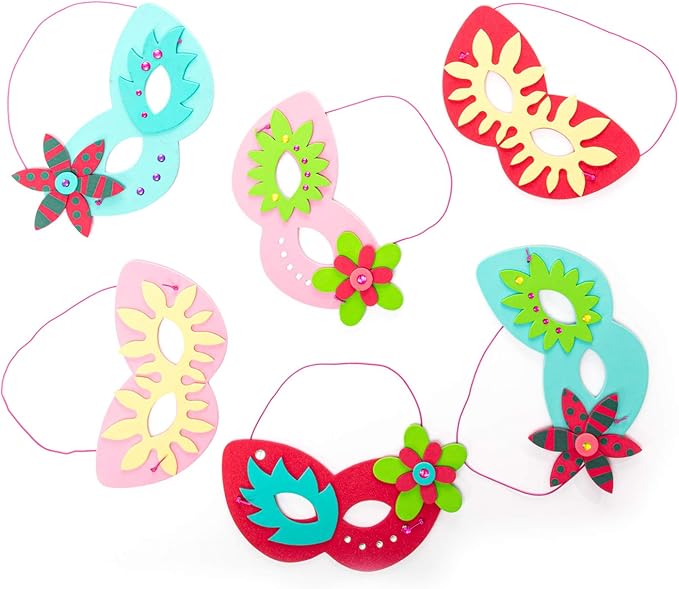 Serabeena Masquerade Mask for Kids - Masquerade Mask Kit for Girls - DIY Masks to Decorate for Kids - Girls Masquerade Masks with Decorations - Colorful Craft Masks - 6 Masks to Decorate - Ages 4-7