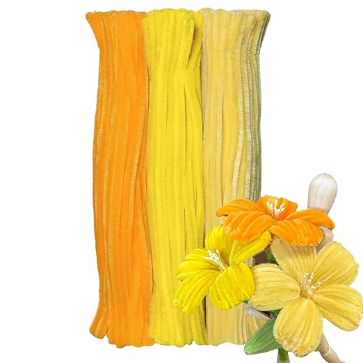 300pcs Yellow Pipe Cleaners Bulk - Fluffy Craft Pipe Cleaners for Arts & Crafts, Ideal for Making Flowers, Animals & Decorations (12 x 0.26 inches)