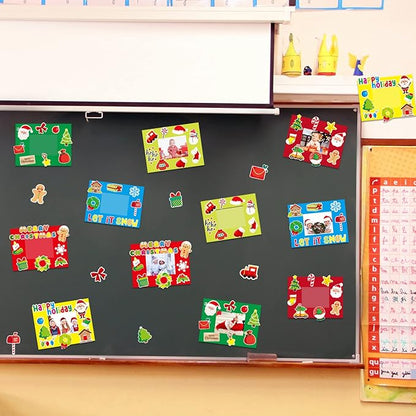 chiazllta 30 Packs Christmas Picture Frame Craft Kits for Kids Holiday DIY Craft Gingerbread Candy Santa Reindeer Xmas Art Favor Home Classroom Game Activities