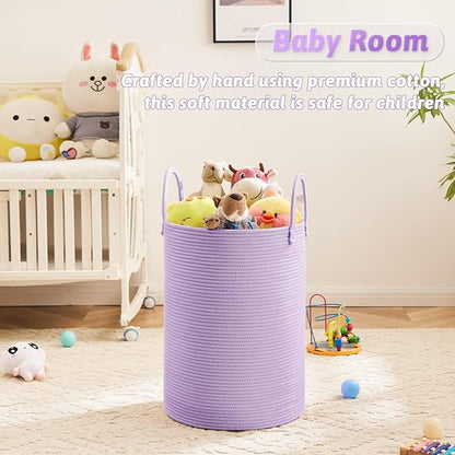 Artfeel Laundry Basket,Woven Cotton Rope Laundry Hamper,40L for Decorative Storage of Dirty Clothes,Toys and Blankets in Bathroom,Baby Room and Living Room