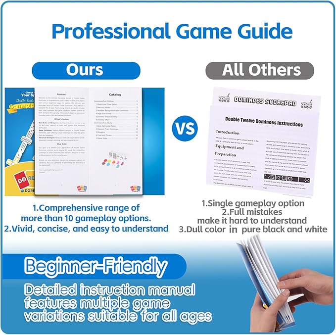 Mexican Train Dominoes Set with 6 Wooden Racks, Double 12 Colored Dot Dominoes with Update Hub, Travel Domino Train Game with 91 Tiles and Portable Carry Case, Family Board Team Games