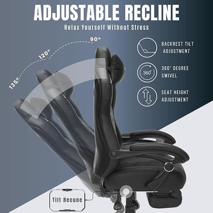 Gaming Chair High Back Ergonomic Racing Computer Desk with Comfortable Lumbar Support and Headrest Girl Gamer Height Adjustable