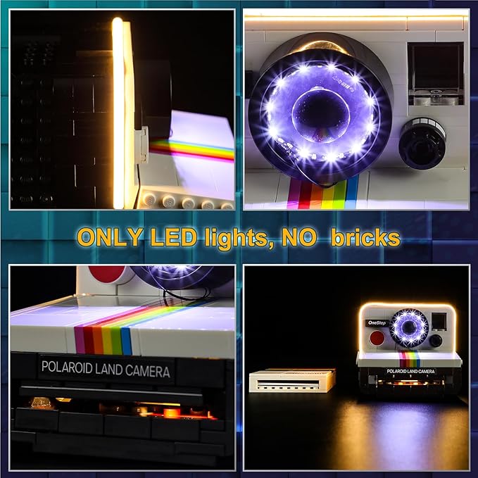 Vaodest LED Light for Lego 21345 Ideas Polaroid OneStep SX-70 Camera Set,Design and Configuration Compatible with Model 21345 (LED Light Only, Not Building Block Kit)