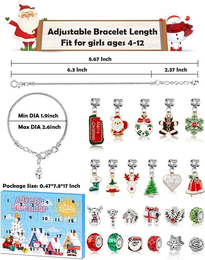 Advent Calendar 2024 Girls, Jewelry Making Kit Charm Bracelet Advent Calendar for Kids Countdown to Christmas, DIY Christmas Arts and Crafts for Girls Age 4-12, Teenagers, Teens Girl, Adults, Women