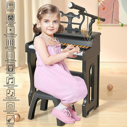 Pianos for Kids Ages 3-7, 37 Keys Toddler Piano with Microphone and Piano Stickers, Music Keyboard Toy for Beginners Boys Girls Christmas Birthday Gift