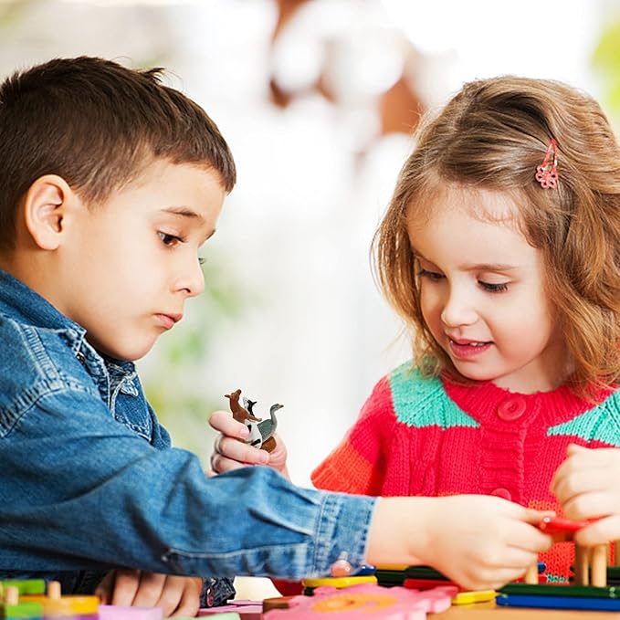 Farm Animal Toys with Flash Cards - 12 Sets of Realistic Animal Figures - Educational Learn Cognitive Toys & Animal Matching Game Playset for Toddlers Kids