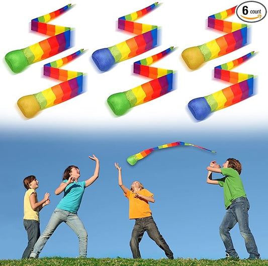 Chalyna Throw and Catch Ball, Rainbow Tail Foam Ball Sports Comet Balls Soft Colorful Play Playground Toys Bulk for Indoor Outdoor Kids Adults School Training Gift, 23.62 Inch Long