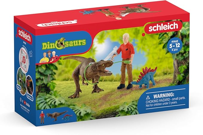 Schleich Dinosaurs, Dinosaur Toys for Kids, Tyrannosaurus Rex Attack 5-Piece Dino Set with T-Rex Toy, Ages 4+