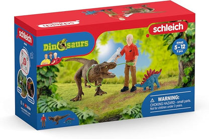 Schleich Dinosaurs, Dinosaur Toys for Kids, Tyrannosaurus Rex Attack 5-Piece Dino Set with T-Rex Toy, Ages 4+