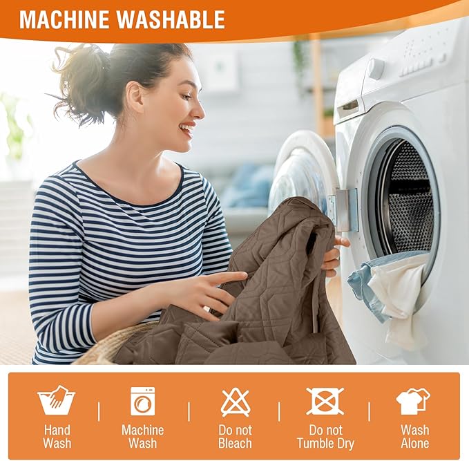 VANSOFY Loveseat Recliner Cover with Console 100% Waterproof Sofa Slipcovers Non-Slip Reclining Couch Cover Split Sofa Covers Furniture Protector for Pets, Dogs(Brown)