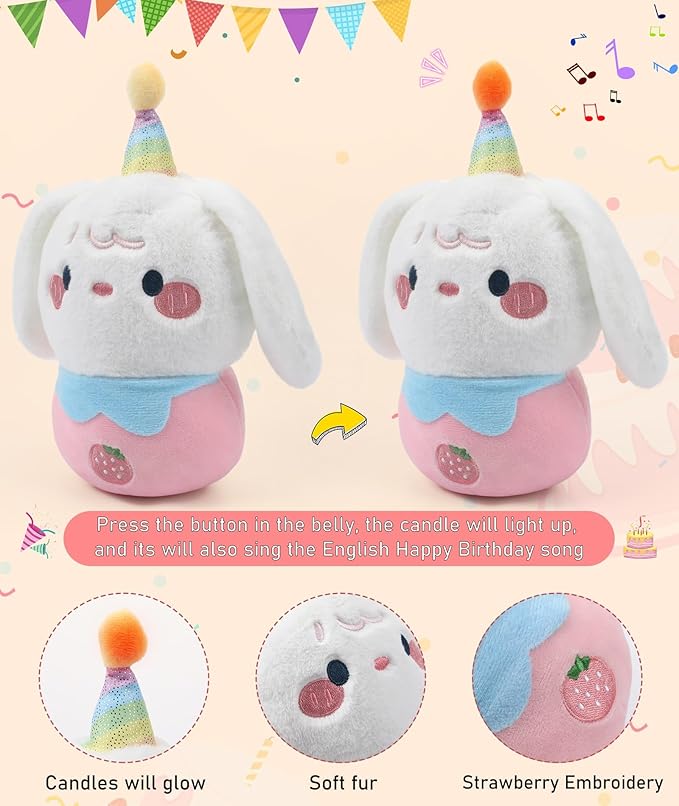 Birthday Plush Toy Stuffed Dog - Adorable Birthday Cake Stuffed Animal, Cute Sweetheart Dog with Glowing Candle, Party Decorations, Kids' Gifts, 11 Inch