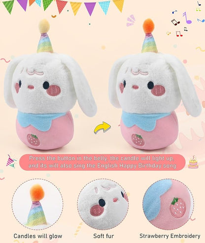 Birthday Plush Toy Stuffed Dog - Adorable Birthday Cake Stuffed Animal, Cute Sweetheart Dog with Glowing Candle, Party Decorations, Kids' Gifts, 11 Inch