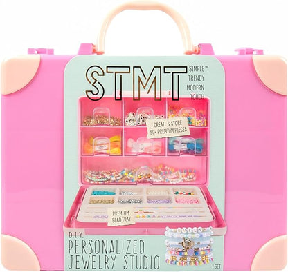STMT Personalized Jewelry Studio, Create Over 50 Premium Pieces, Trendy Bracelet Making Kit, Includes Metal Bracelet Charms, Removable Beading Tray & Jewelry Making Supplies, Great Teen Girl Gifts
