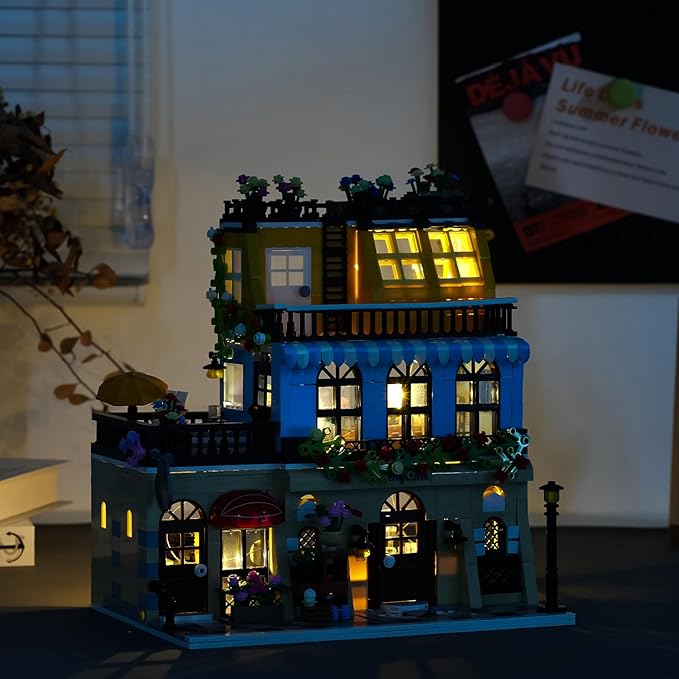 ENJBRICK Flowers City Hotel House Building Kit for Adutls, Creator Building Toy Set with Apartmant and Shops for Girls and Adults 1464 pcs