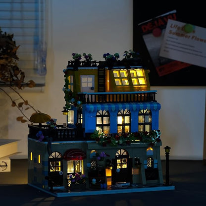 ENJBRICK Flowers City Hotel House Building Kit for Adutls, Creator Building Toy Set with Apartmant and Shops for Girls and Adults 1464 pcs