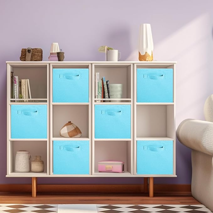 ShellKingdom Foldable Fabric Storage Cubes And Cloth Organizer Drawer For Closet And Toys, 6 Pack (Light Blue)