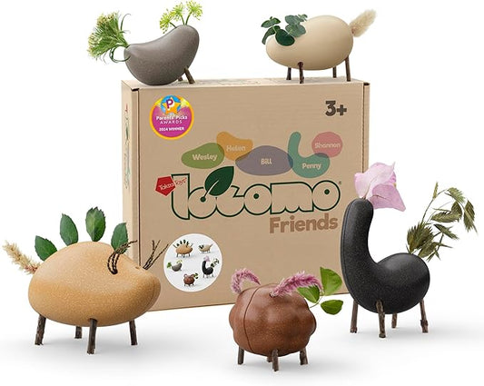 Taksa Toys Locomo Friends II Waldorf Educational Outdoor Play Figures, Montessori Wooden Animal Toys for Kids 3 4 5 6 7+, Open-Ended Learning & Creativity, Nature Eco Toys, Gifts (Set of 5)