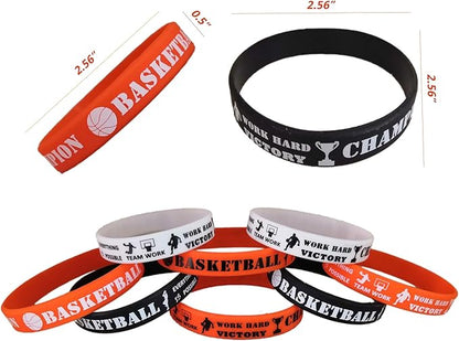 Oringaga 24PCS Basketball Silicone Wristband/Bracelets - Basketball Party Favors and Supplies - Motivational Sports Prize -Carnival/Events