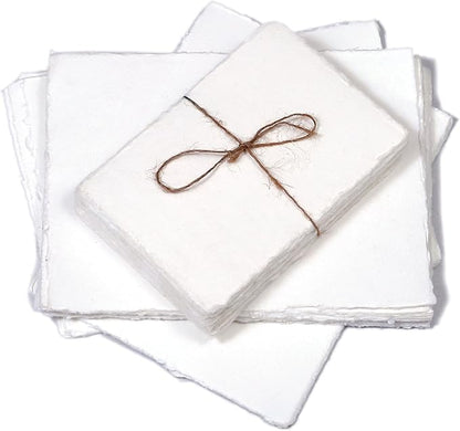 50 Pack Cotton Watercolor Paper with Deckle Edge 200 GSM Rough Textured Watercolor Paper for Writing