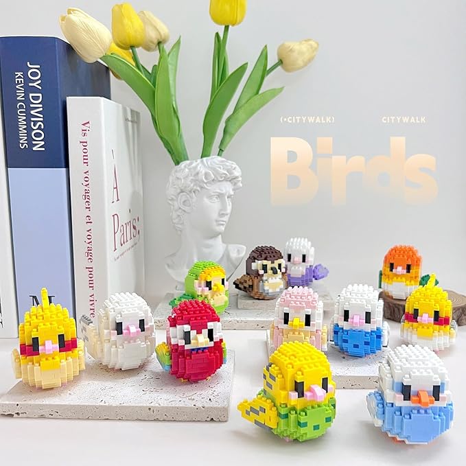 Birds Building Blocks for Adults Mini Building Blocks Birds Building Bricks Toy Micro Block Building Set Gift for Kids and Adults-249 PCS(Cockatiel B)