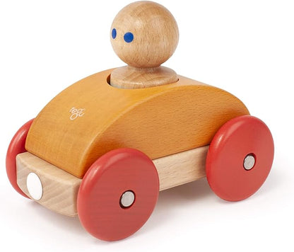 3 Piece Tegu Magnetic Racer Building Block Set, Orange